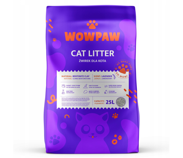 WowPaw Żwirek bentonitowy lawendowy 25l - 1361293 - zdjęcie